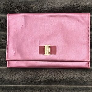 Salvatore Ferragamo Pink Clutch with Gold Accent
